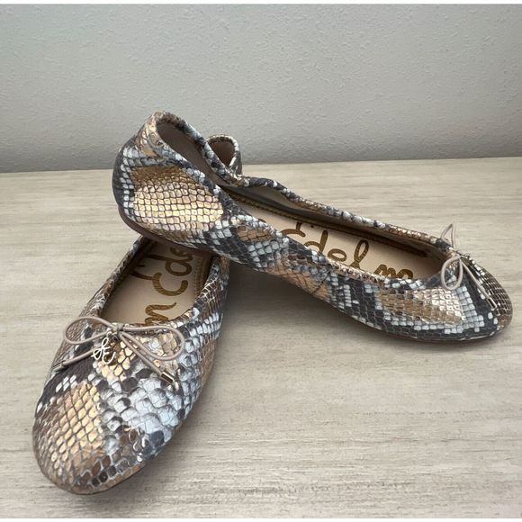 Sam Edelman Felicia Women Sz 10 Snakeskin Print Ballet Flats Genuine Leather $13 - Picture 5 of 12